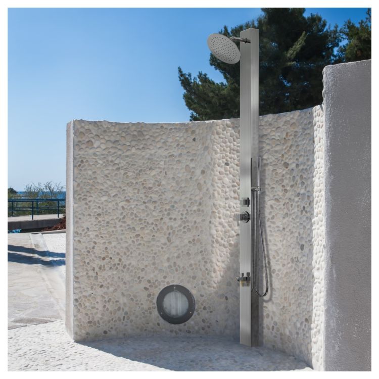 Milan Silver ADA 316L Marine Grade Stainless Steel Outdoor Pool Shower With Foot Wash
