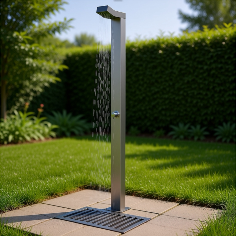 Bondi Tower Silver 316L Marine Grade Stainless Steel Outdoor Pool Shower Rinse-Off Shower
