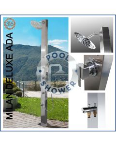 Milan Deluxe 316L Marine Grade Stainless Steel Outdoor Pool Shower With New Generation Massage Jets