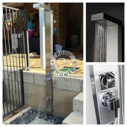 Windsor Silver ADA 316L Marine Grade Stainless Steel Outdoor Pool Shower with Hot & Cold Mixer