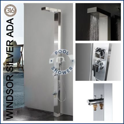 Windsor Silver ADA 316 Marine Grade Stainless Steel Outdoor Pool Shower 