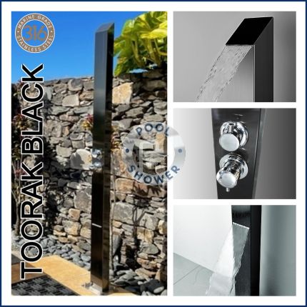 Toorak Black 316L Marine Grade WATERMARK REGISTERED Stainless Steel Outdoor Indoor Waterfall Pool Shower