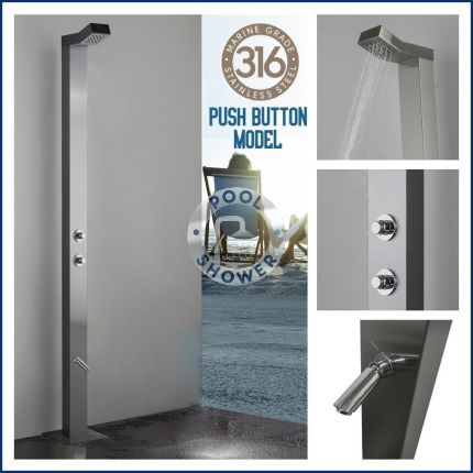 Bondi Push Button 316 Marine Grade WATERMARK REGISTERED Stainless Steel Outdoor Indoor /Pool Shower