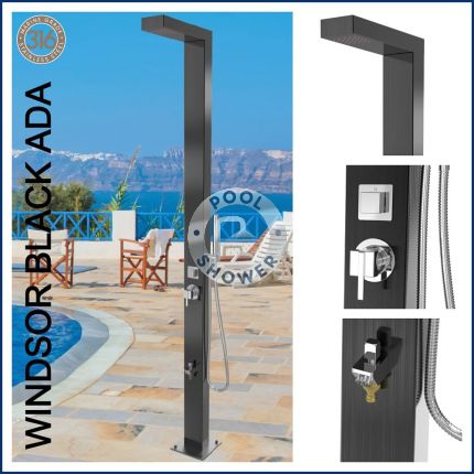 Windsor Black ADA 316 Marine Grade Stainless Steel Outdoor Pool Shower 