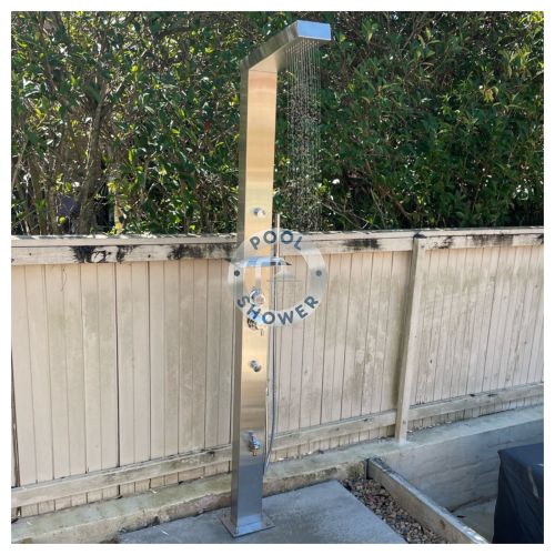 Reno Silver ADA 316L Marine Grade Stainless Steel Outdoor Pool Shower with Hot & Cold Mixer