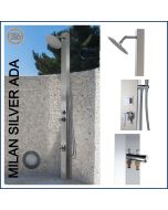 Milan Silver  ADA 316L Marine Grade WATERMARK REGISTERED Stainless Steel Outdoor Indoor /Pool Shower With Foot Wash