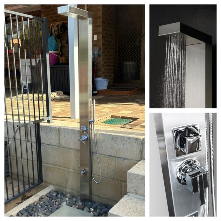 Windsor Silver ADA 316L Marine Grade Stainless Steel Outdoor Pool Shower with Hot & Cold Mixer