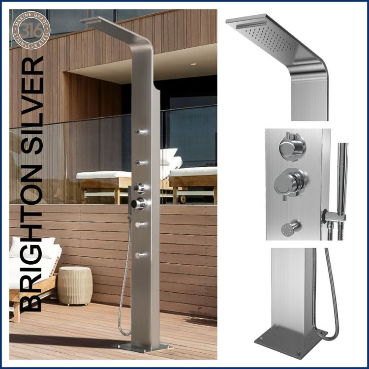 Brighton Silver 316L Stainless Steel Marine Grade WATERMARK REGISTERED Outdoor Indoor Massage Pool Shower