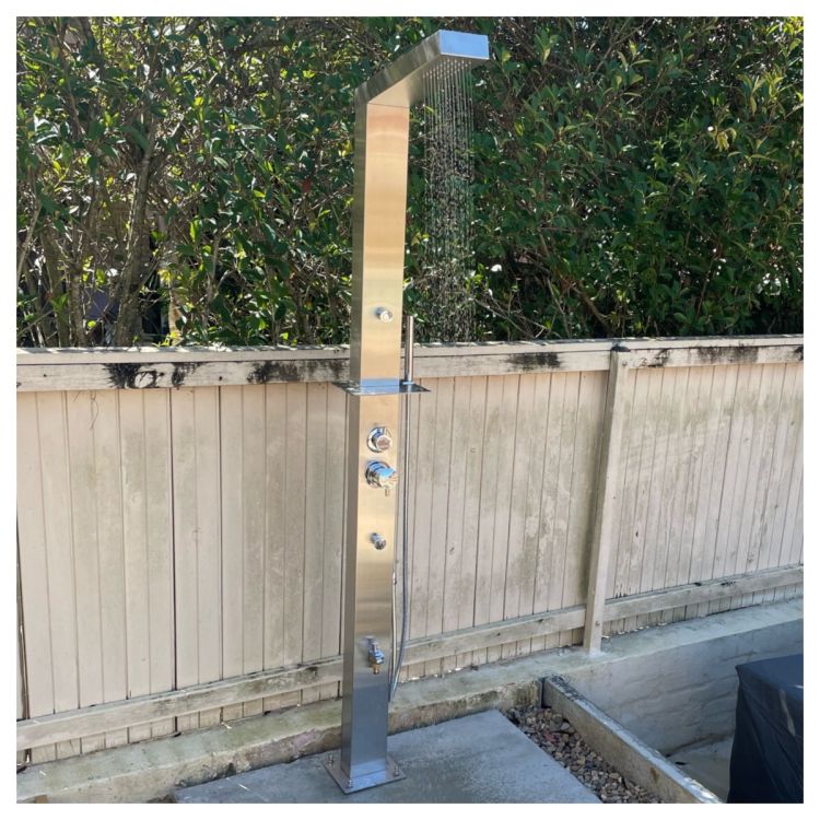 Reno Silver ADA 316L Marine Grade Stainless Steel Outdoor Pool Shower with Hot & Cold Mixer