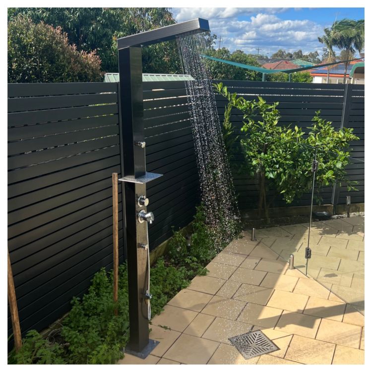 Reno Black ADA 316L Marine Grade Stainless Steel Outdoor Pool Shower 
