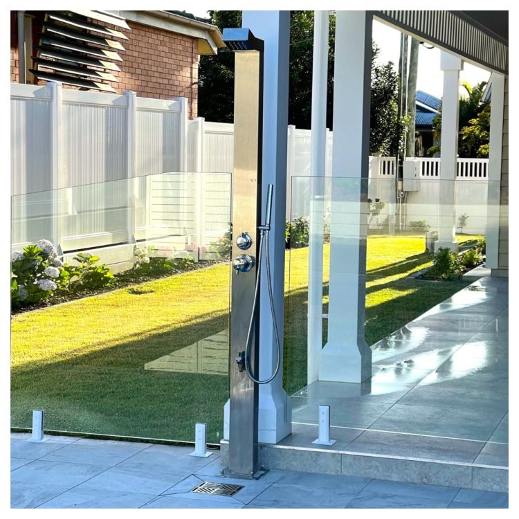 Bondi Silver ADA 316L Marine Grade Stainless Steel Outdoor Pool Shower with Hot & Cold Mixer