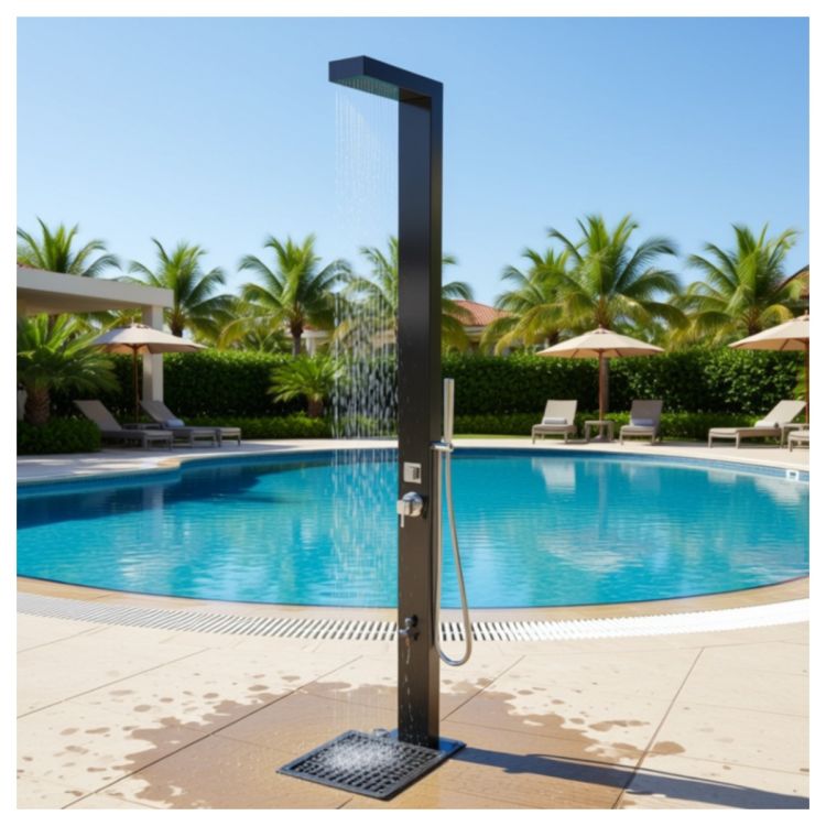 Windsor Black ADA 316L Marine Grade Stainless Steel Outdoor Pool Shower 